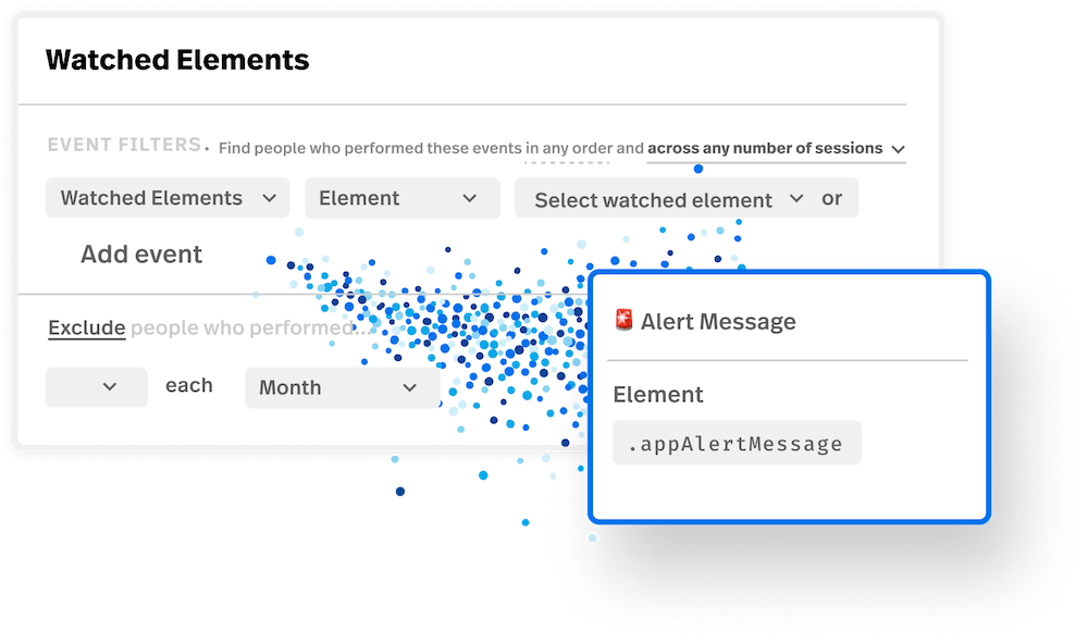 An Alert message in FullStory Watched Elements