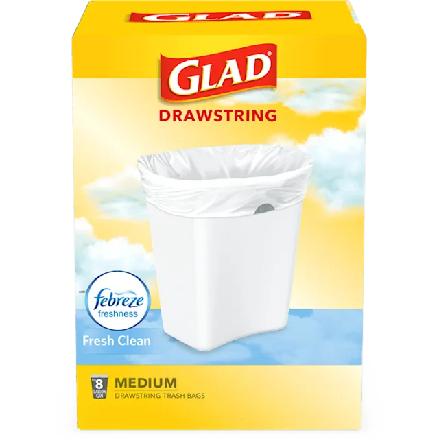 Glad Drawstring Fresh Clean Scent Medium 8 gallon