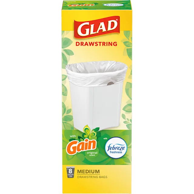 Glad Medium 8 gallon trash bag with Original Gain scent