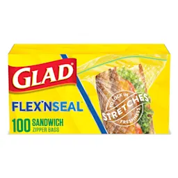 A package of Glad Flex'n Seal Sandwich bags