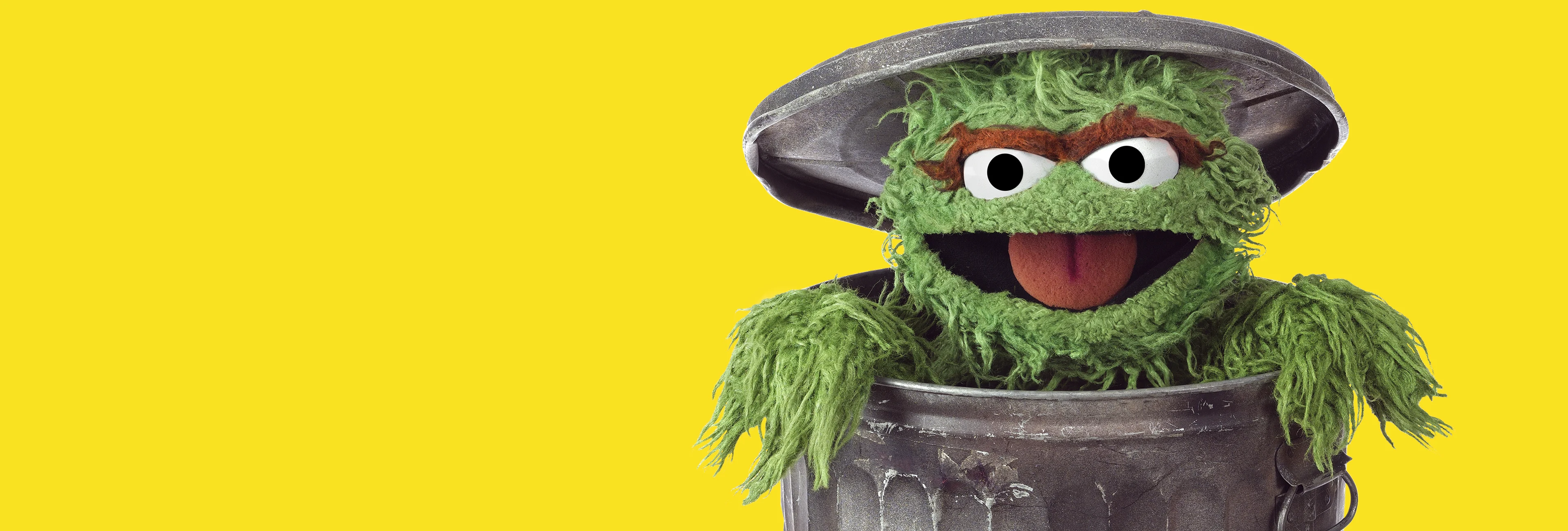 Oscar the Grouch in a garbage can