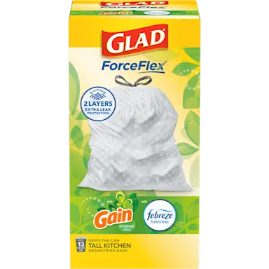 ForceFlex Tall Kitchen Drawstring Trash Bags - Gain Original