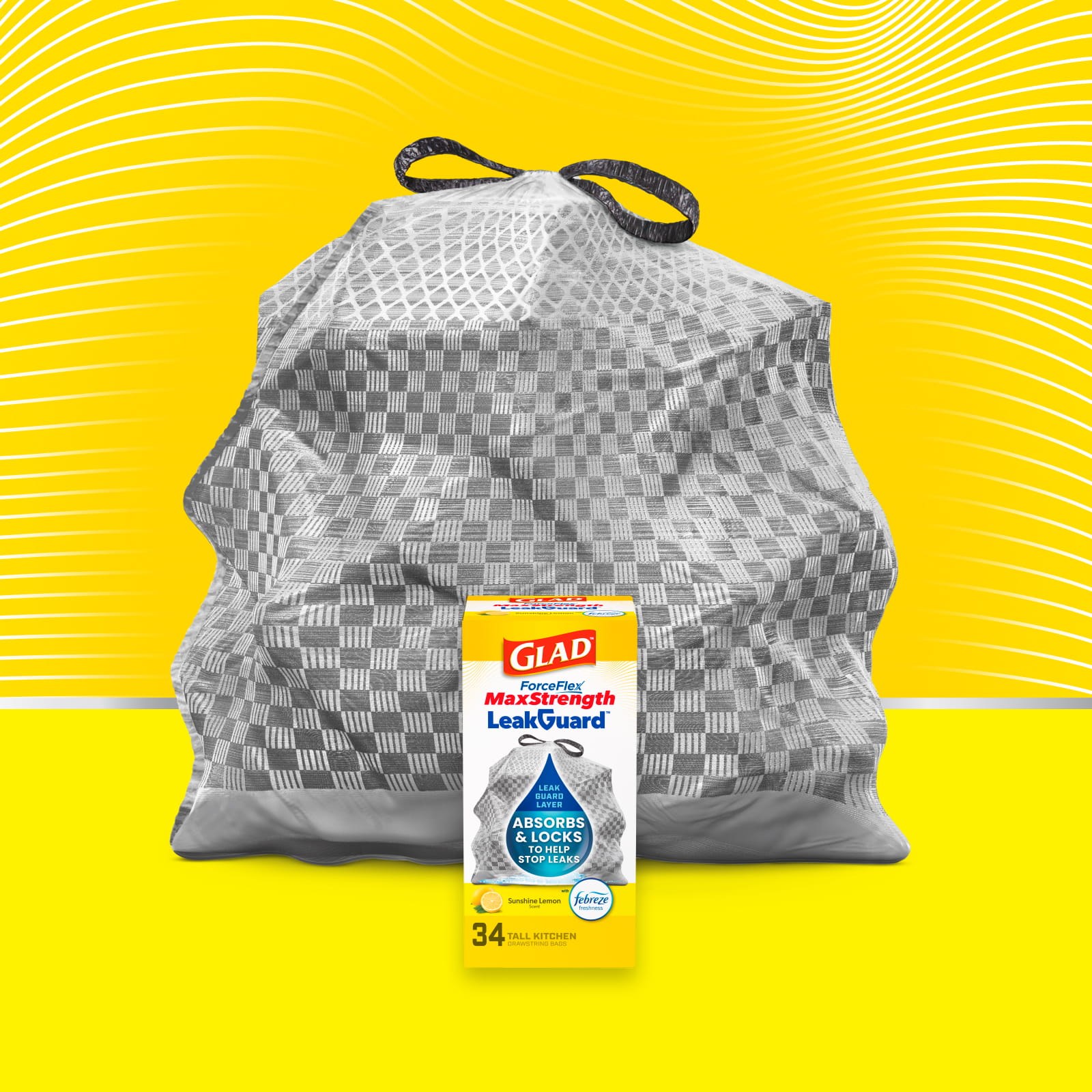 ForceFlex MaxStrength LeakGuard Kitchen Drawstring Bags with