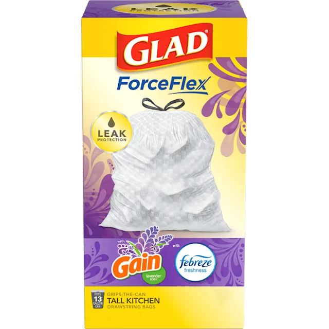 Kitchen ForceFlex Gain Lavender Scented Trash Bags