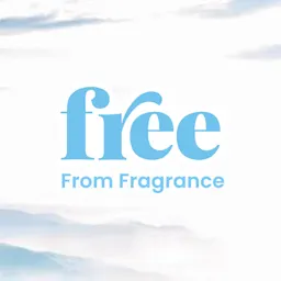 The words "Free from fragrance" on a background of white clouds
