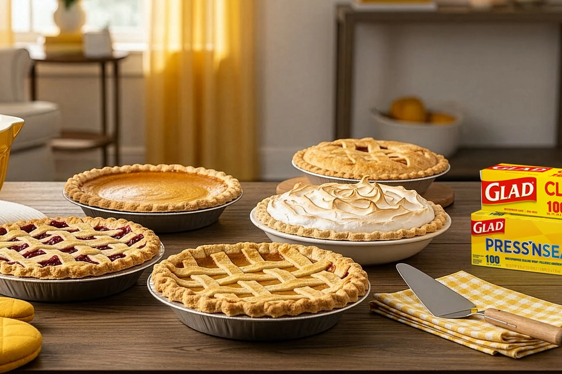A variety of pies on a dining table