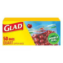 Package of Glad Zipper bags quart-size