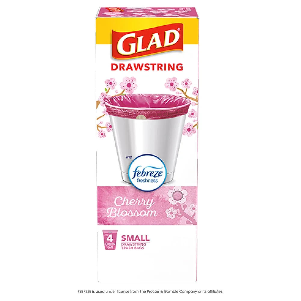 Package shot of Glad Small bags with Cherry Blossom scent
