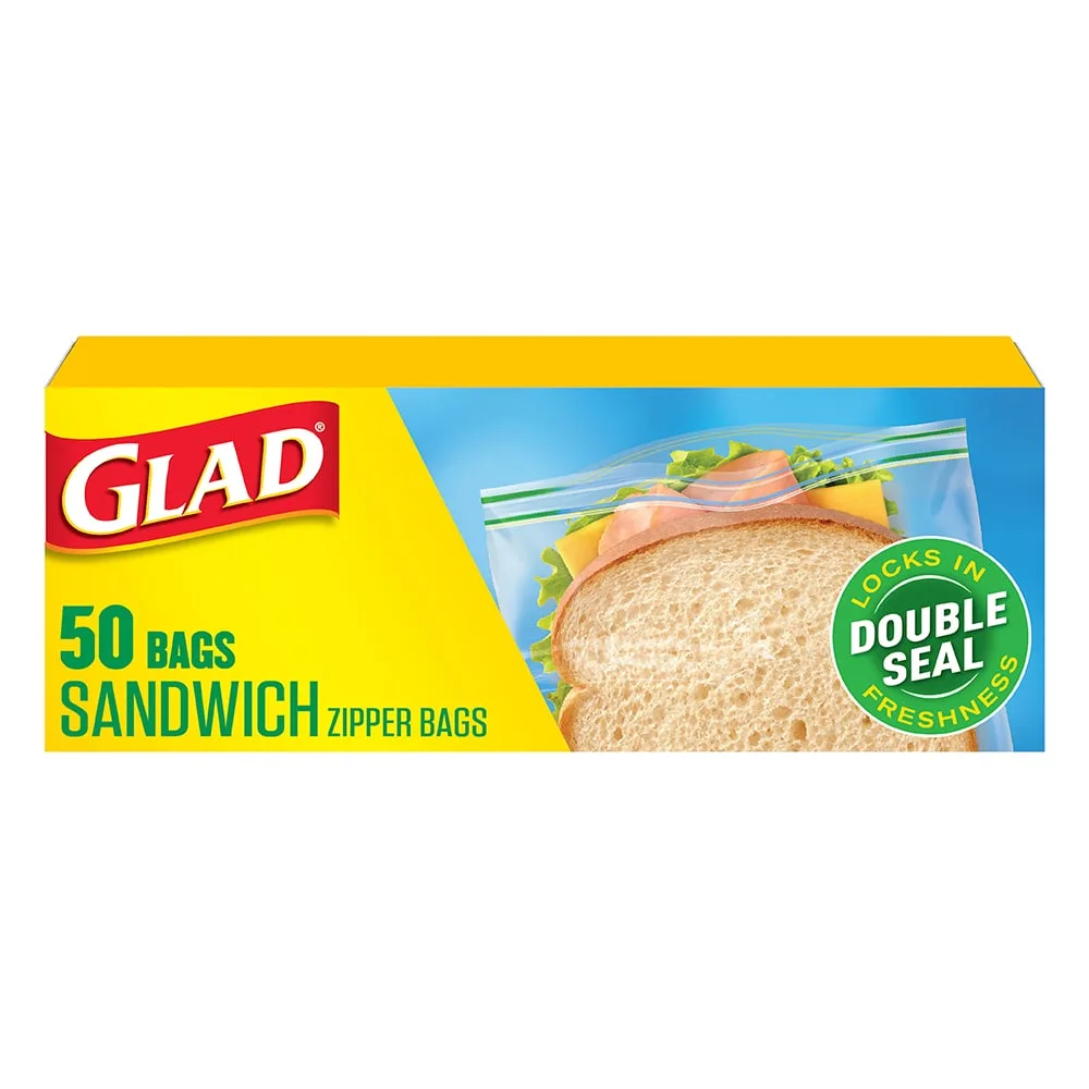 Package of Glad Zipper Sandwich bags
