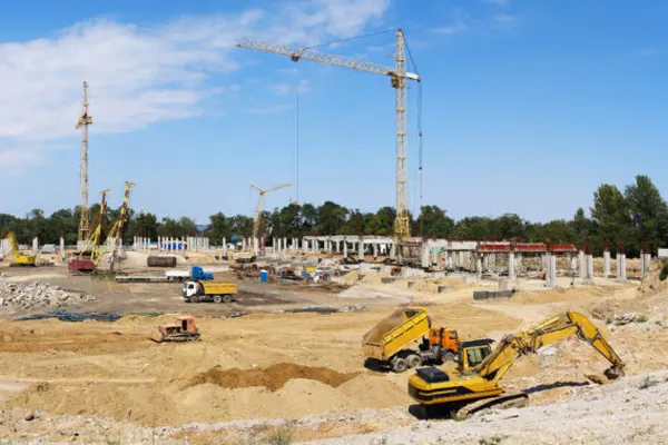 Construction cranes on a site THUMBNAIL