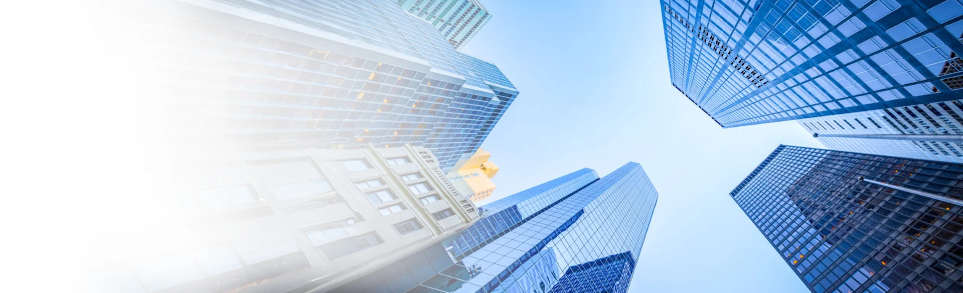 Blue buildings against a blue sky 1200x800