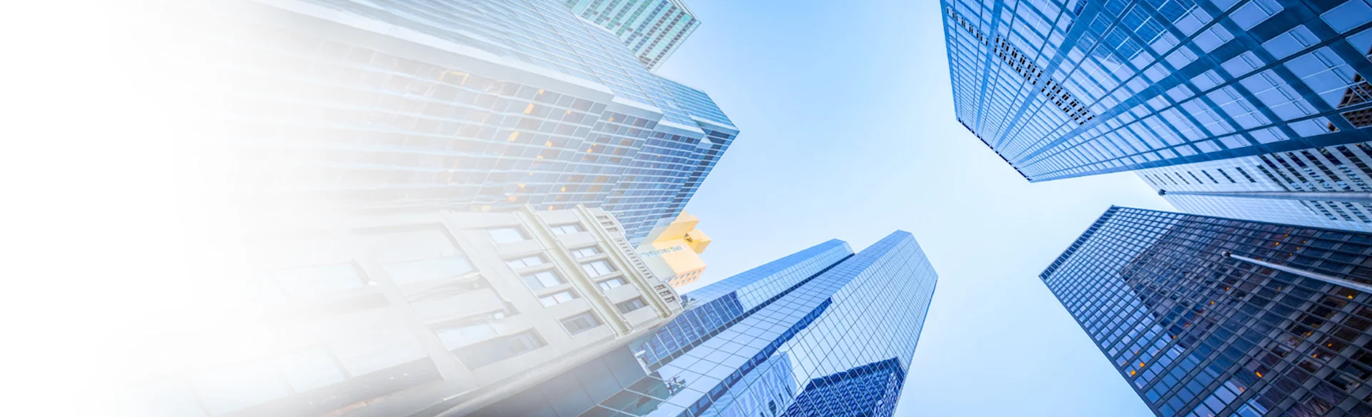 Blue buildings against a blue sky 1200x800