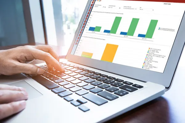 Laptop with chart - THUMBNAIL