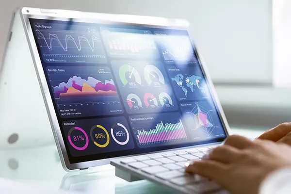 Data screens on a monitor THUMBNAIL