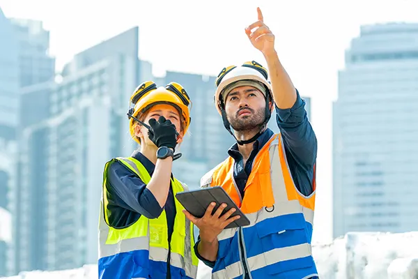 Asian-man-woman-engineer-tablet-radios THUMBImage