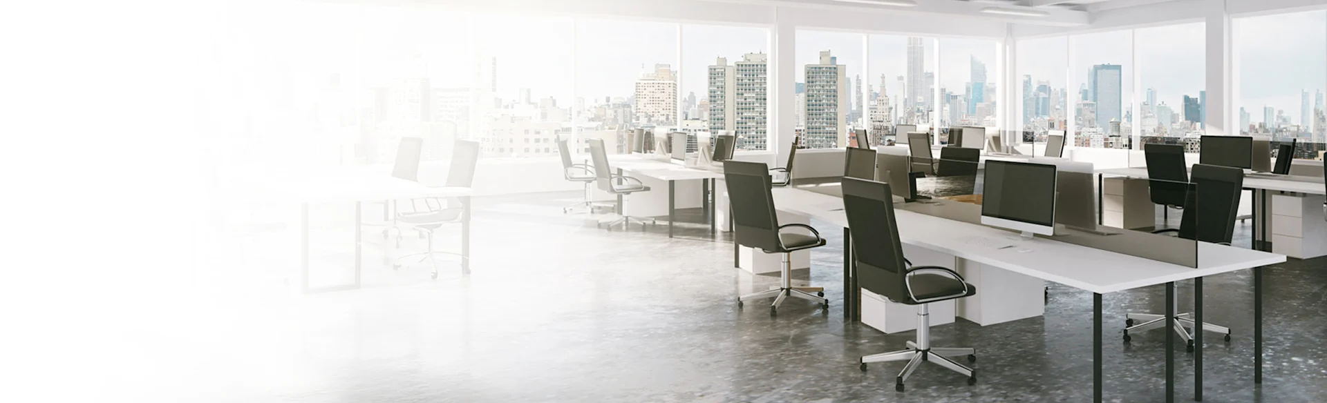 Office floor with empty work stations 1200x800