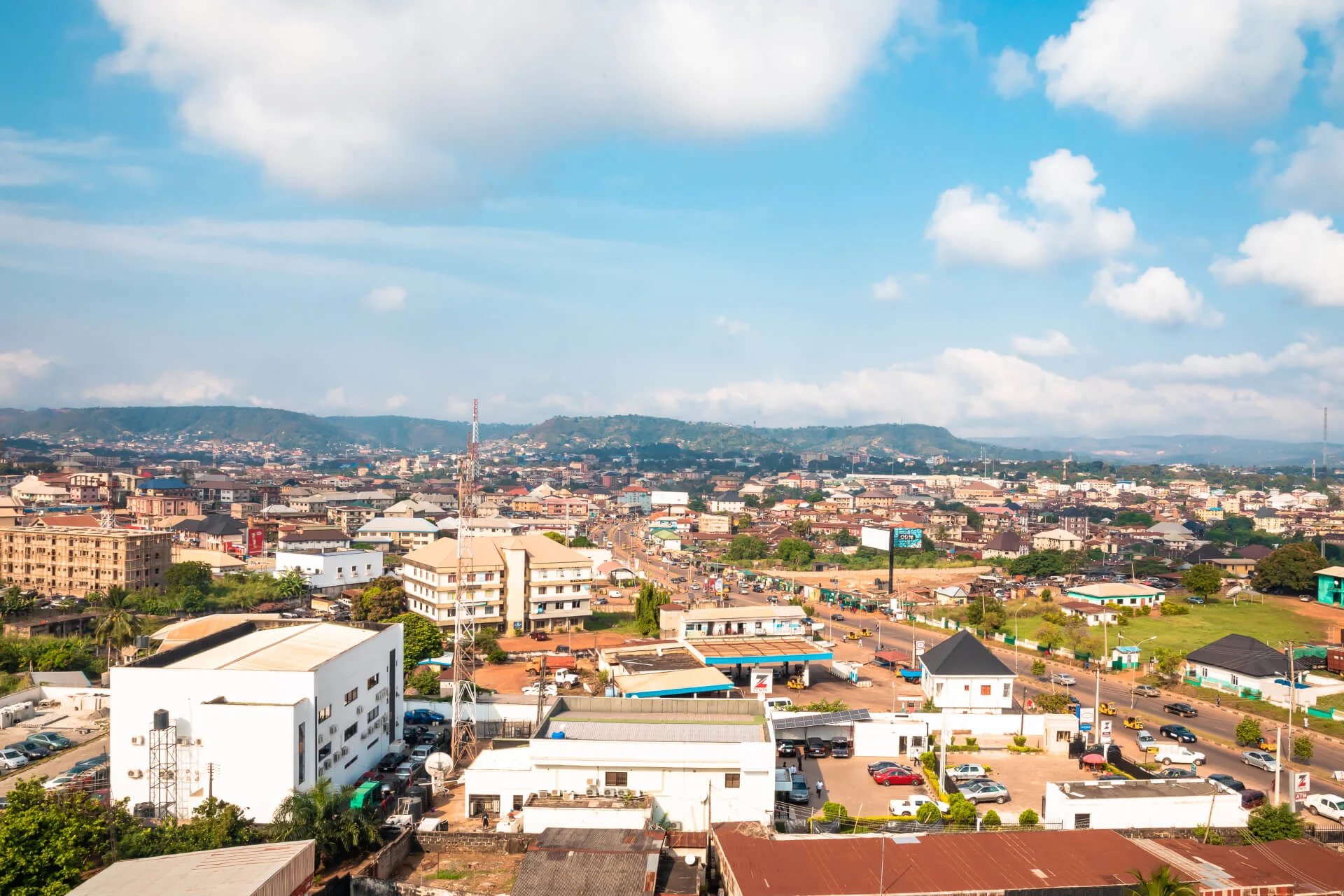An aerial view of a city in ghana.