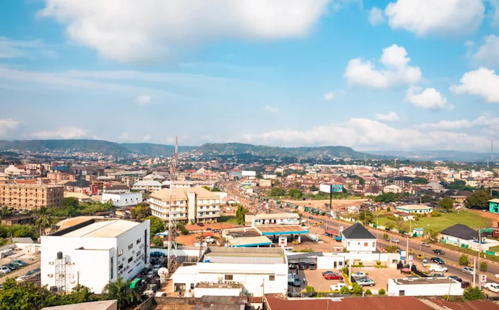 An aerial view of a city in ghana.