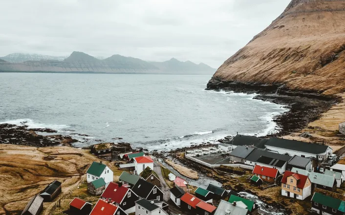 A village in the fjords of faroe islands.