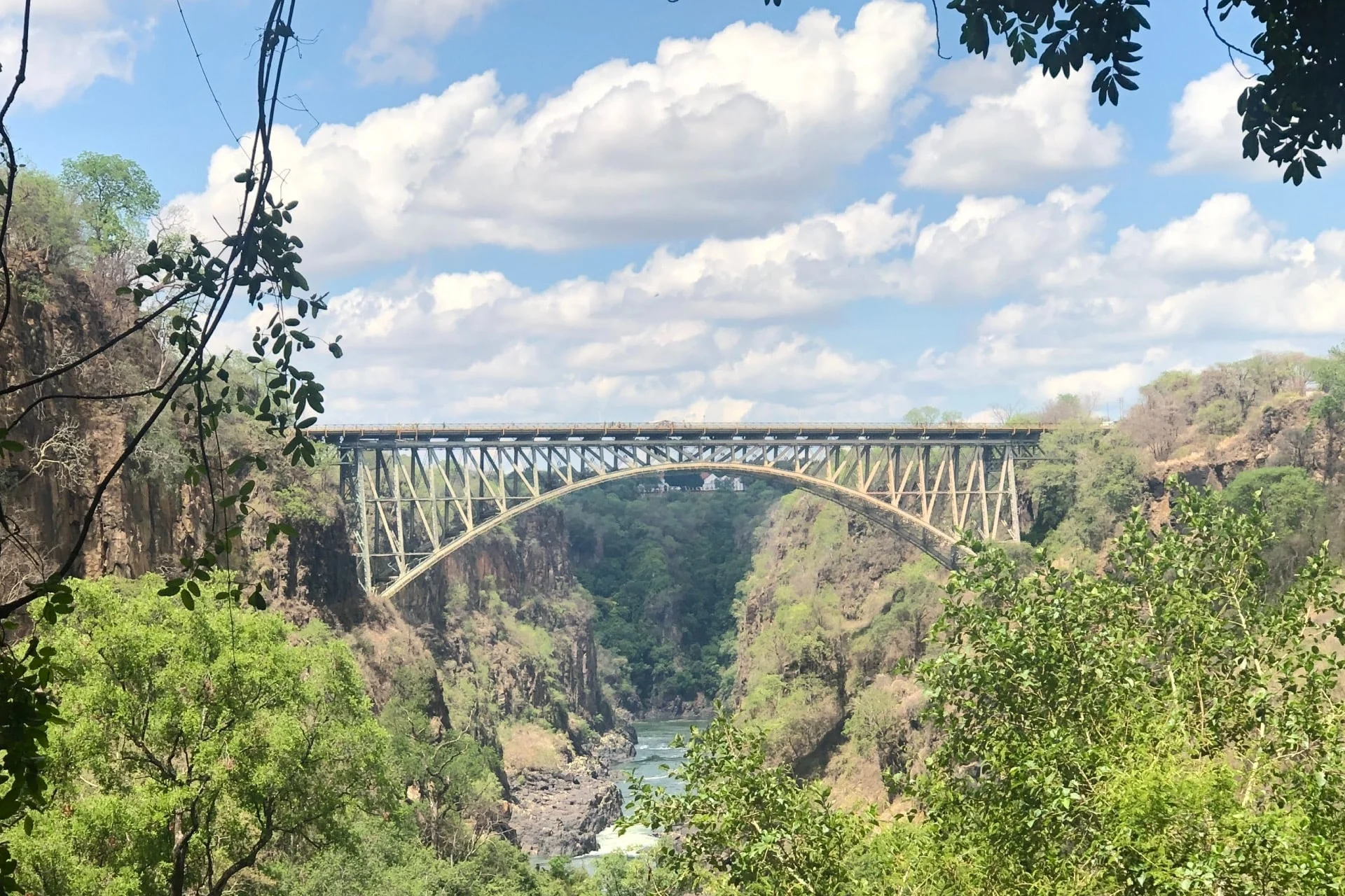 The victoria falls bridge in zambia.