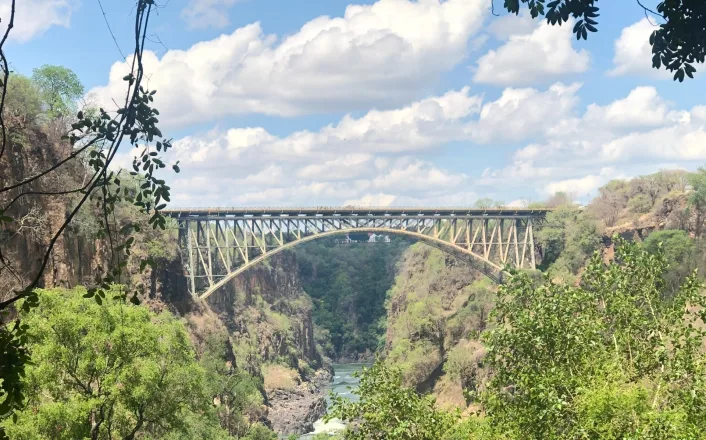 The victoria falls bridge in zambia.