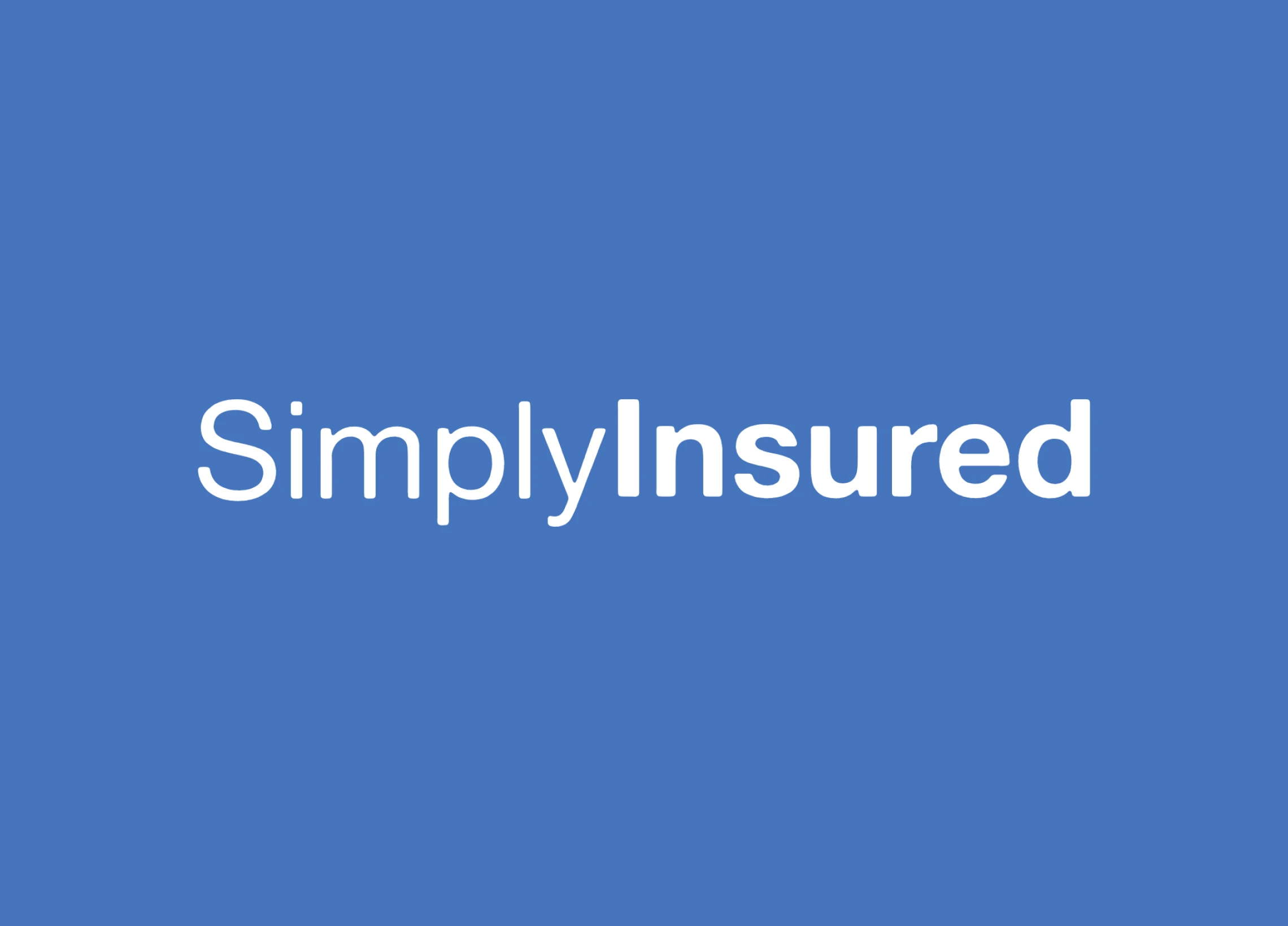 Blue background with white text reading "SimplyInsured.