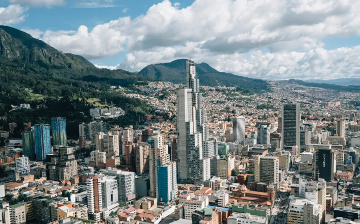 An aerial view of the city of santiago, colombia.