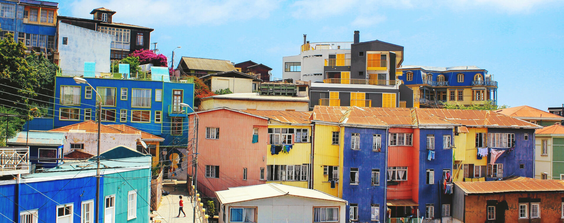 Colorful houses on a hillside.