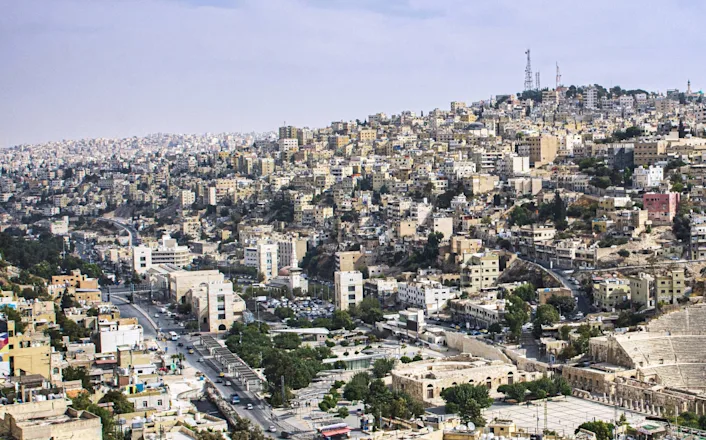 An aerial view of the city of amman, lebanon.