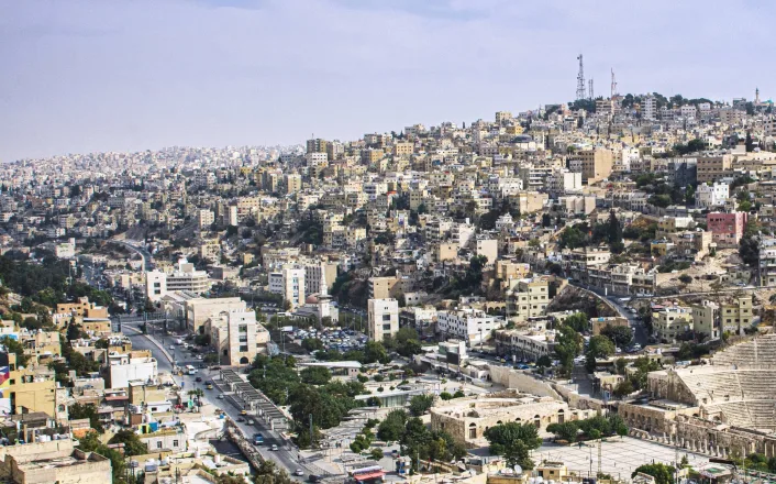 An aerial view of the city of amman, lebanon.
