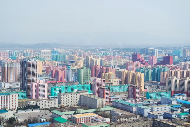 An aerial view of the city of pyongyang, north korea.