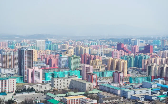 An aerial view of the city of pyongyang, north korea.