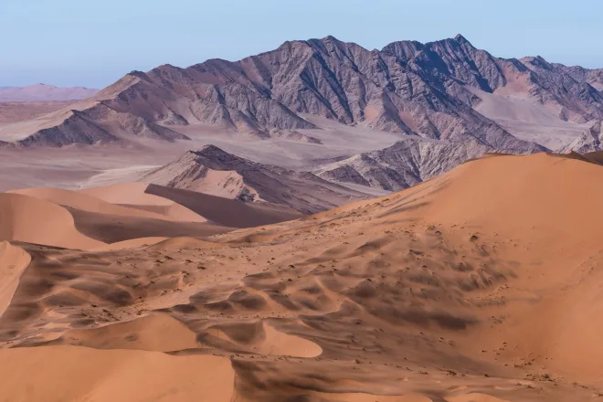 The sand dunes in the namibia desert.