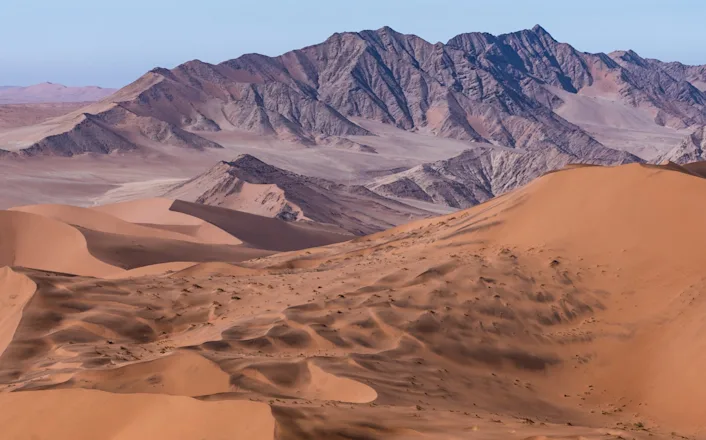The sand dunes in the namibia desert.