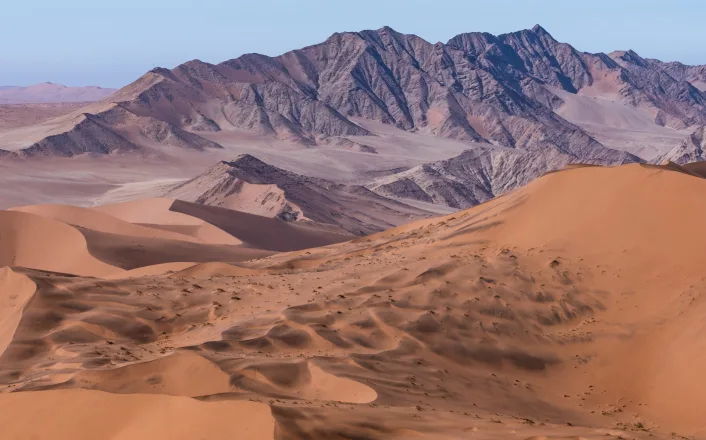 The sand dunes in the namibia desert.
