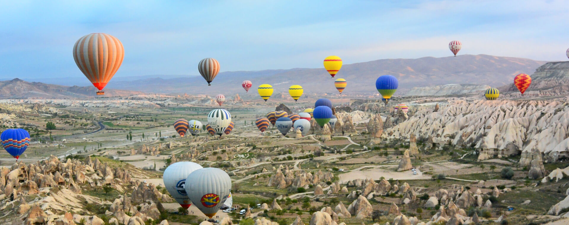 Hot air balloons in cappadocia, turkey.