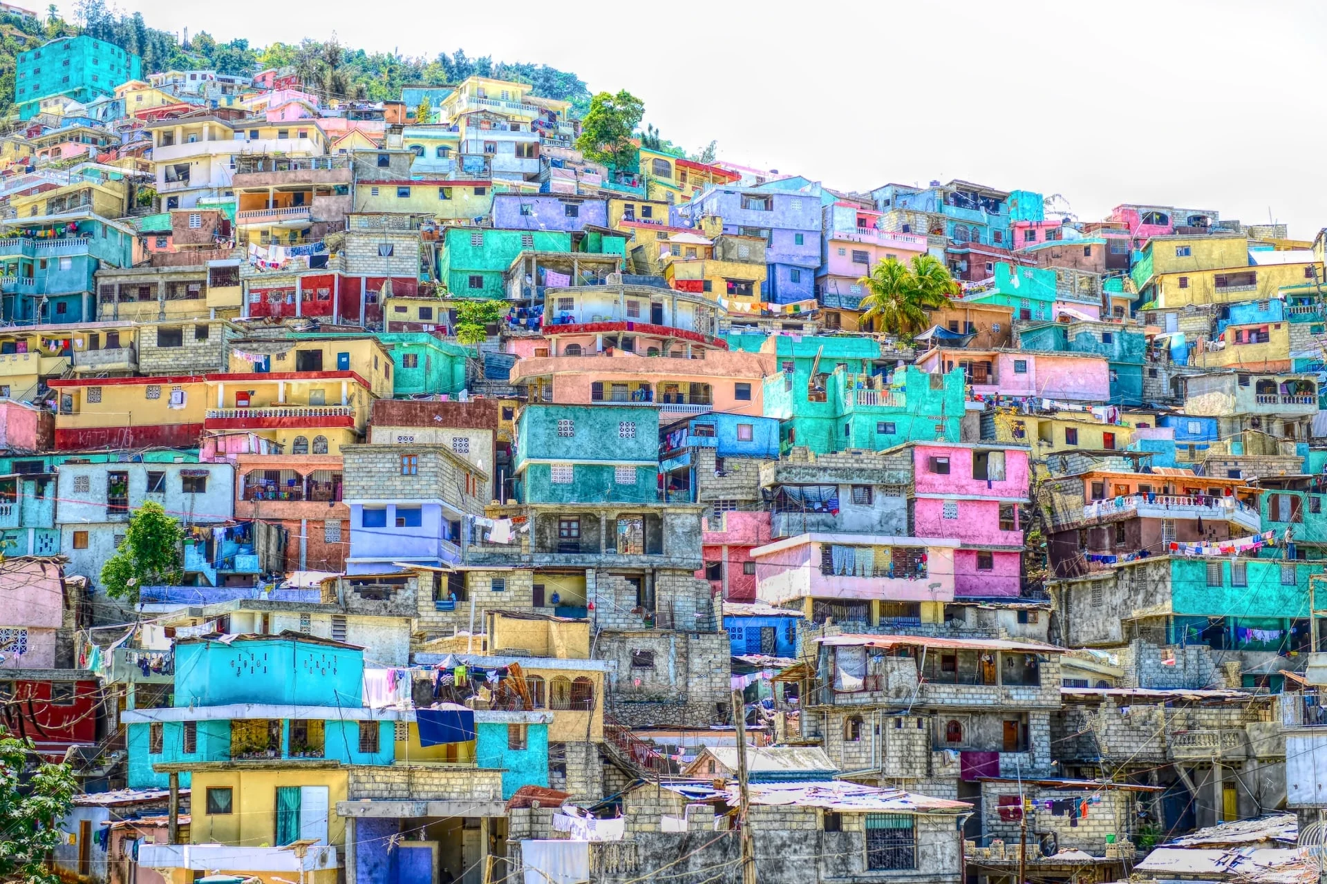 Colorful houses on the side of a hill.