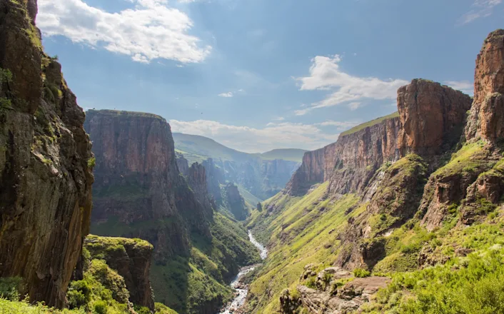 A canyon with a river running through it.