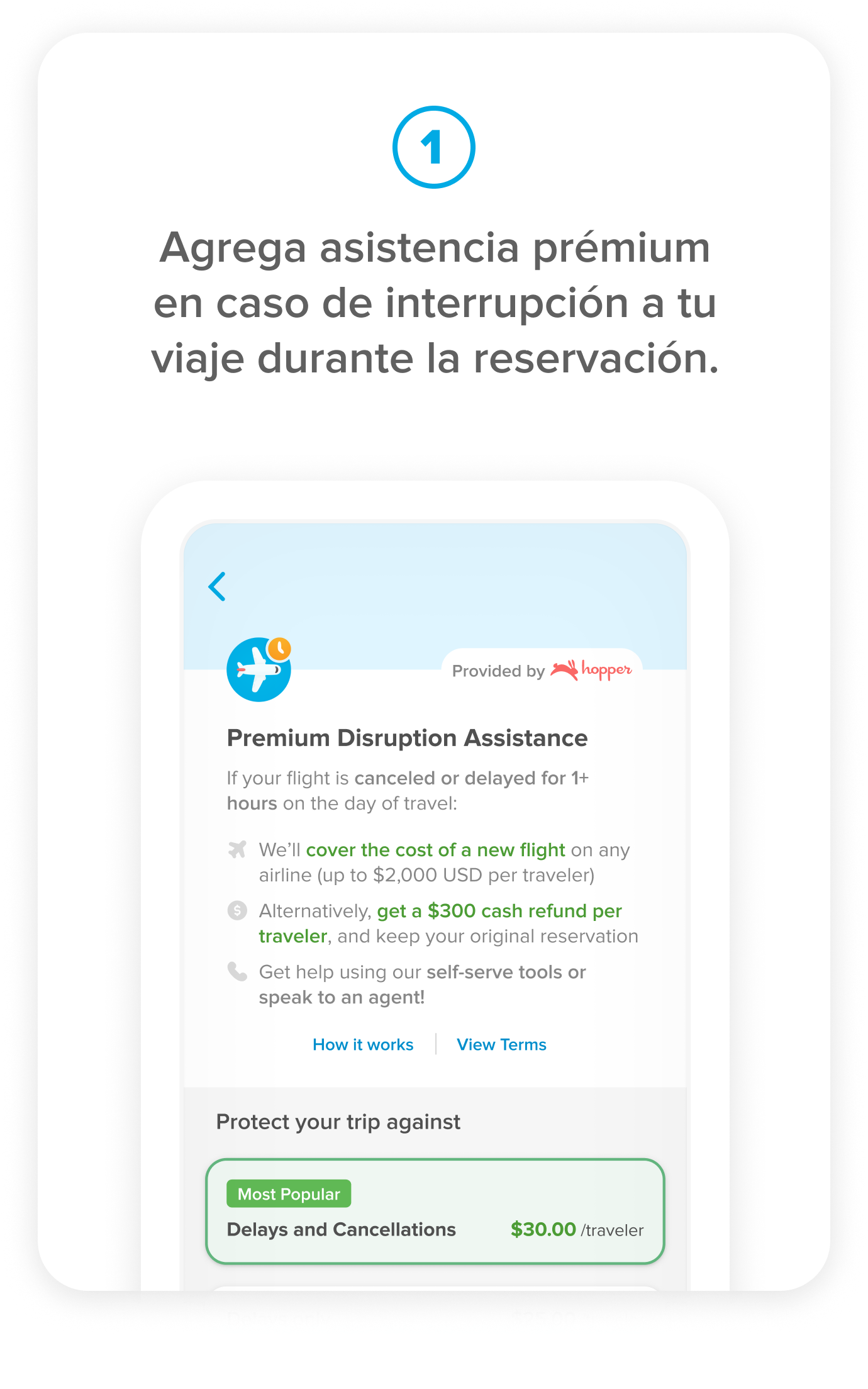 Asistencia prémium en caso de interrupción paso 1