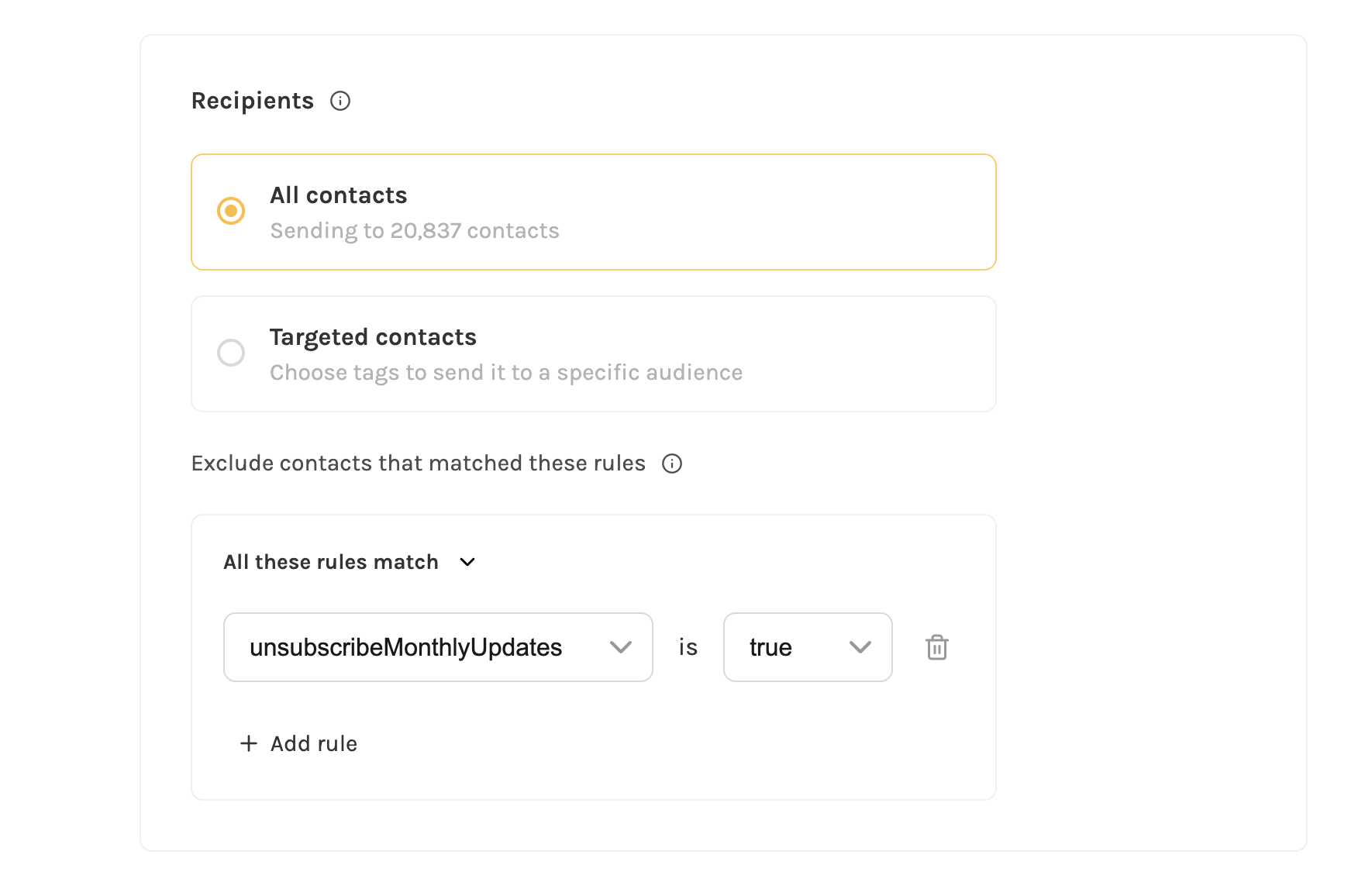 exclude contacts from email campaign