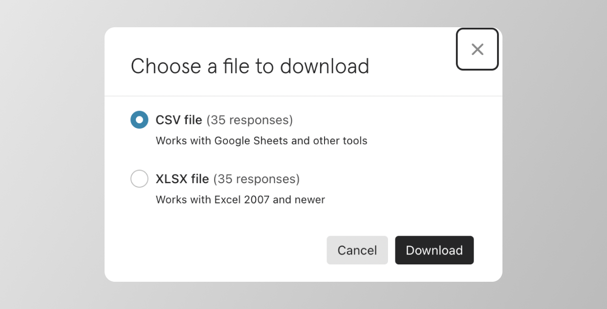 how to export and download a CSV file from Typeform