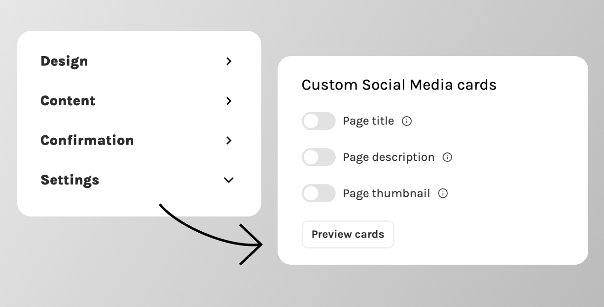 customize social media cards form settings