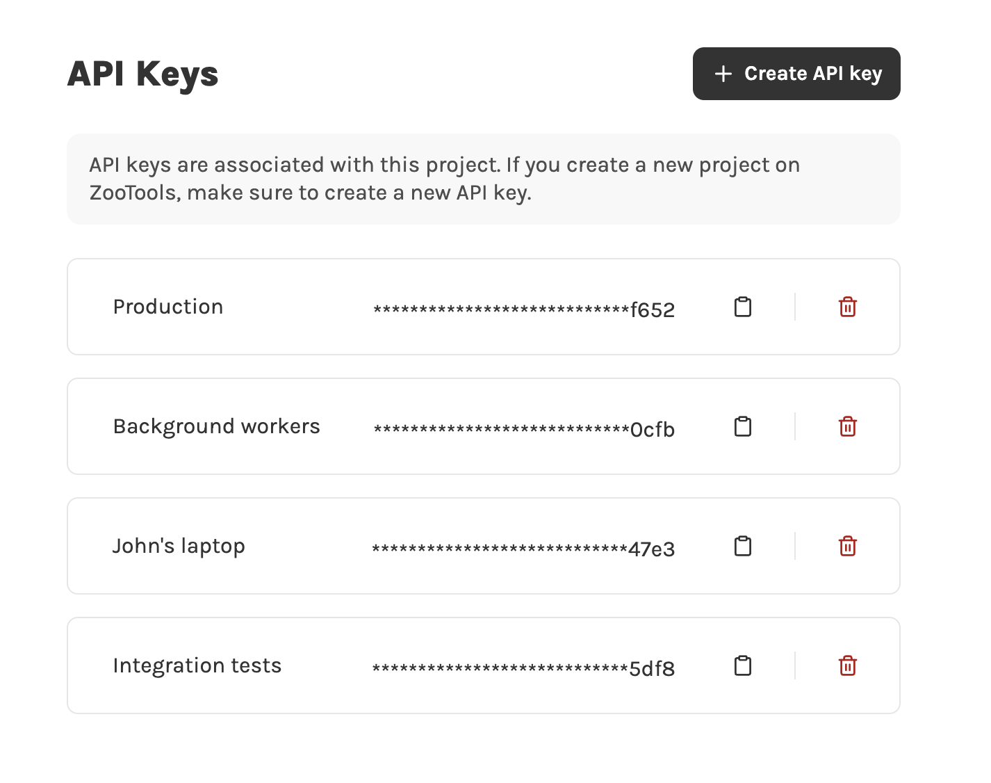 see list of API keys
