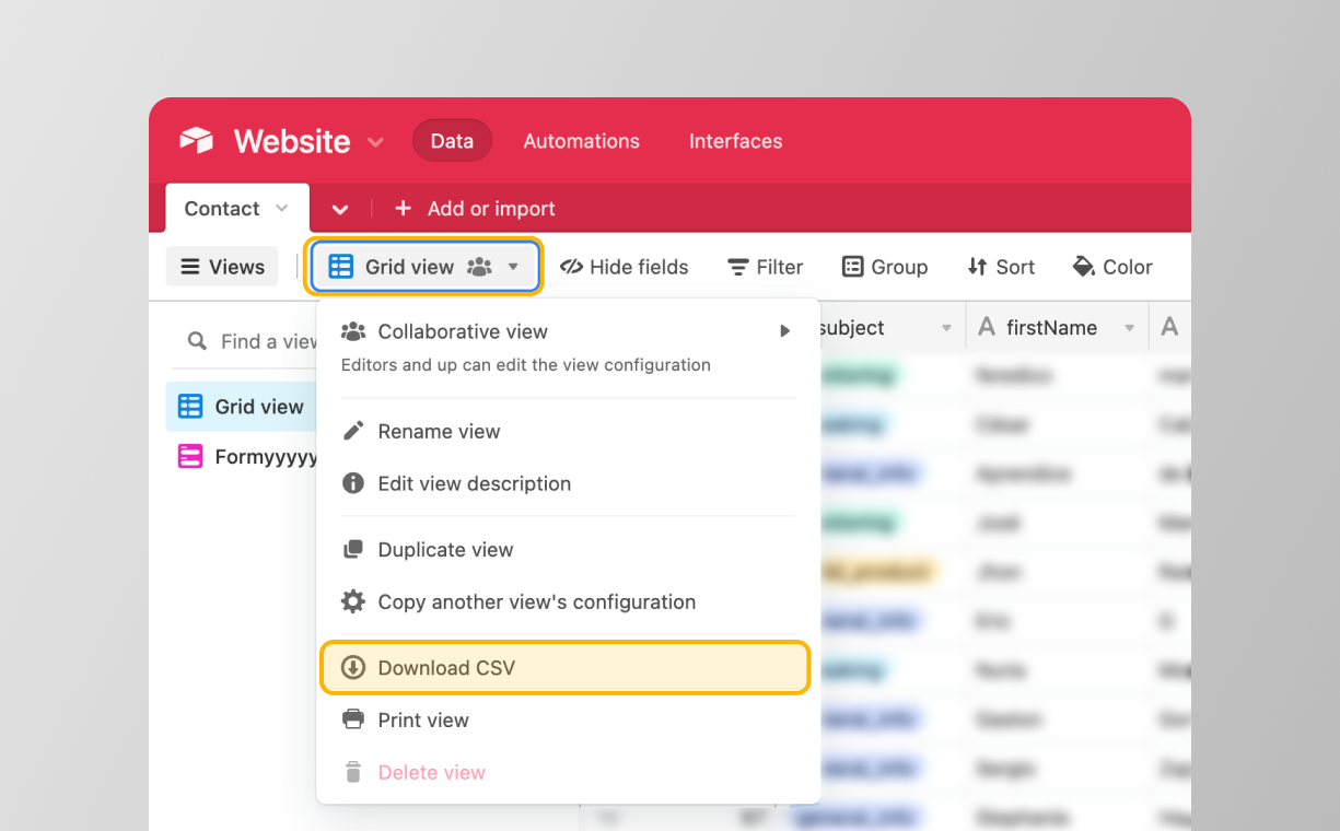 How download CSV from airtable