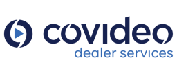 A photo of the Covideo logo and in blue: Covideo Dealer Services