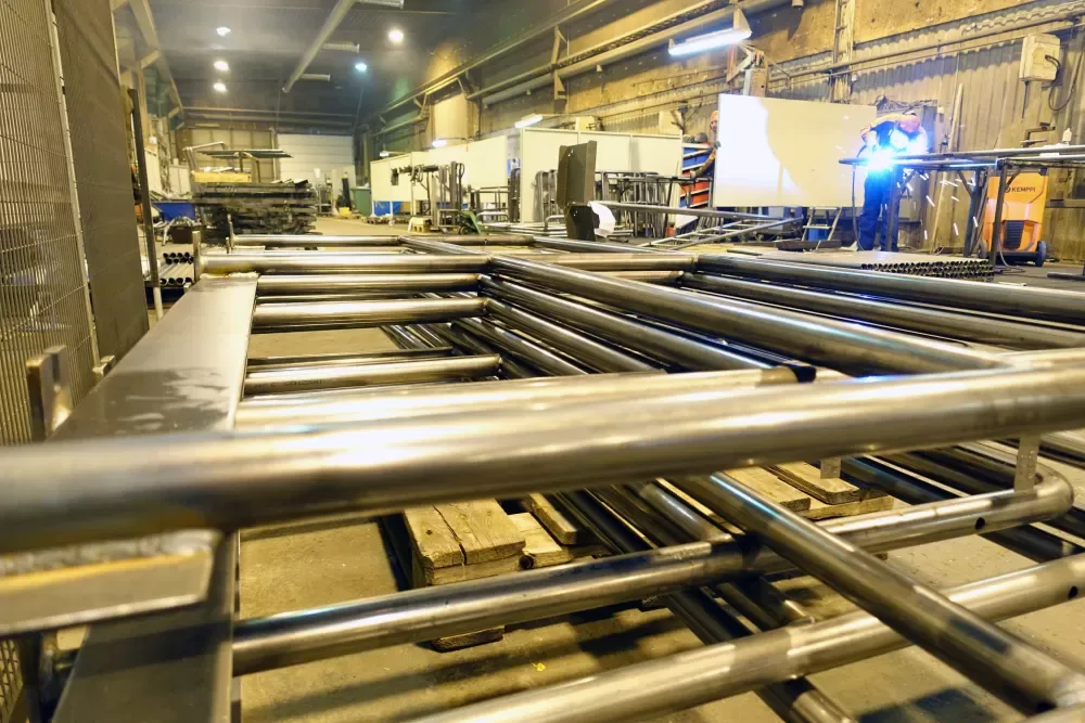 Welded handrails at Premekon's production hall.