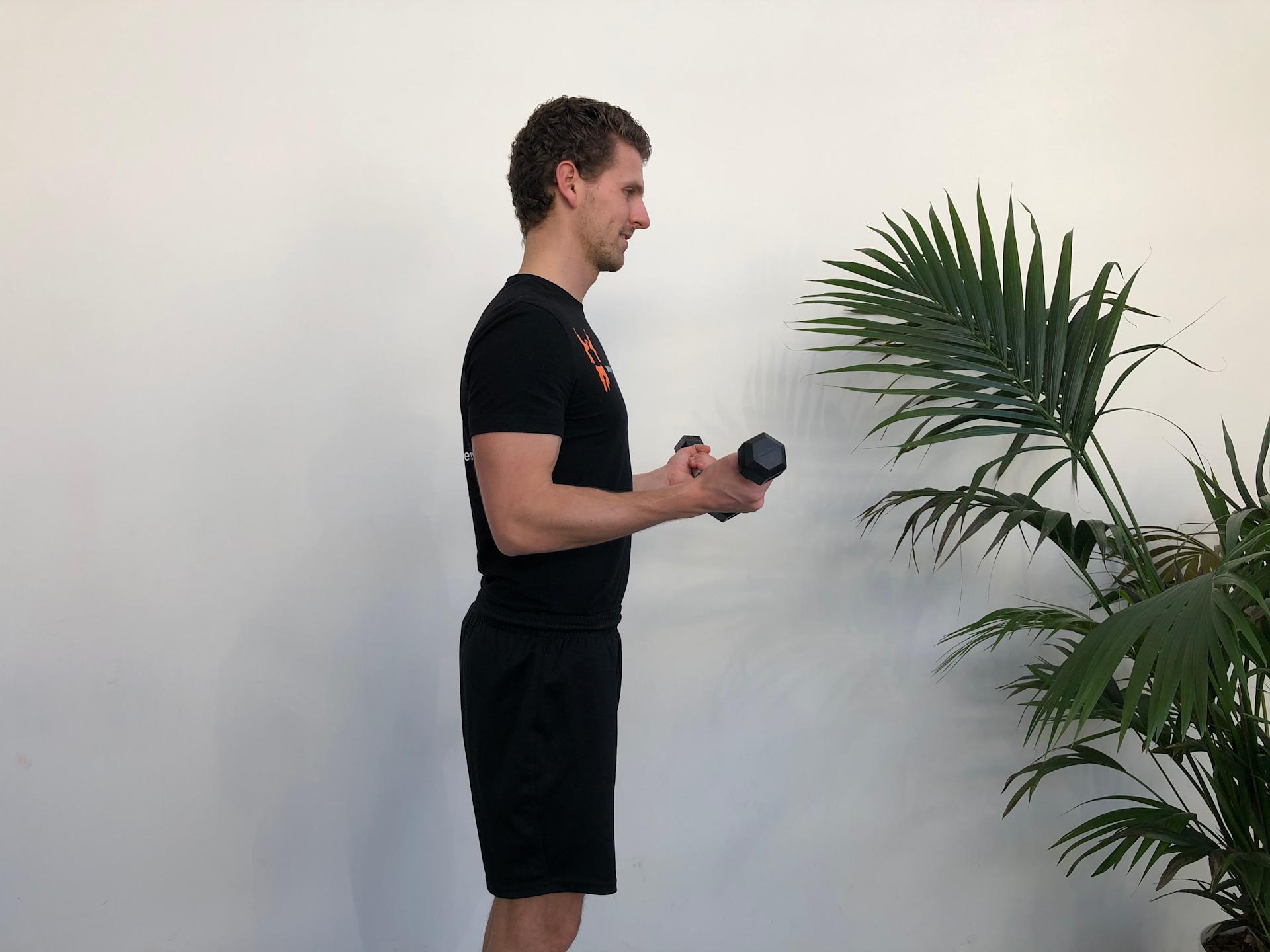 Elleboog | Staand | Biceps curl | Fysioefeningen.nl | Breda Elleboog | Staand | Biceps curl | Fysioefeningen.nl | Breda
