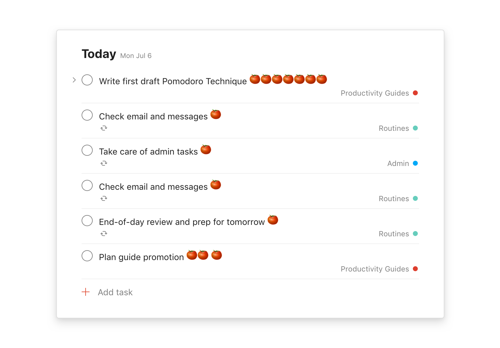 Pomodoro Planning Todoist