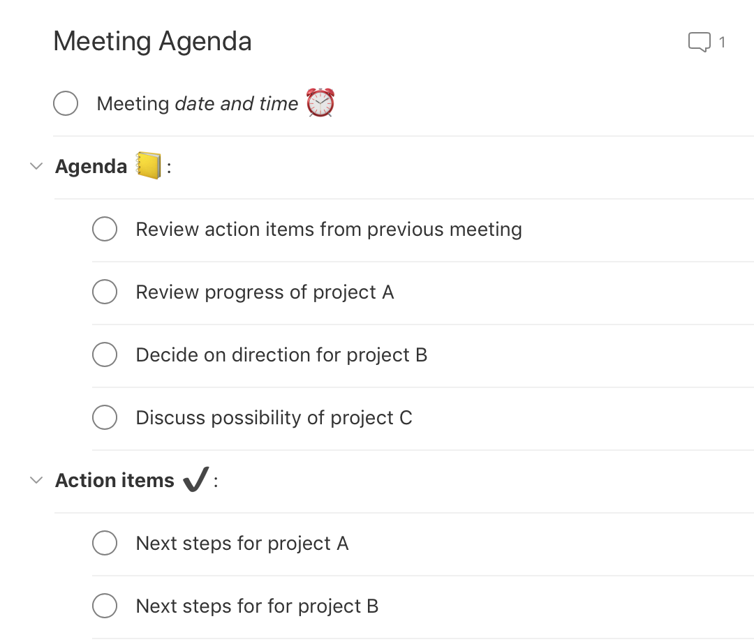 Meeting Agenda Template Todoist