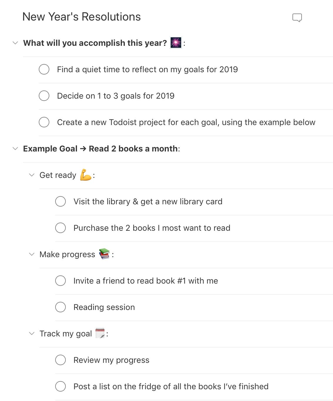 New Year S Resolutions Templates Todoist